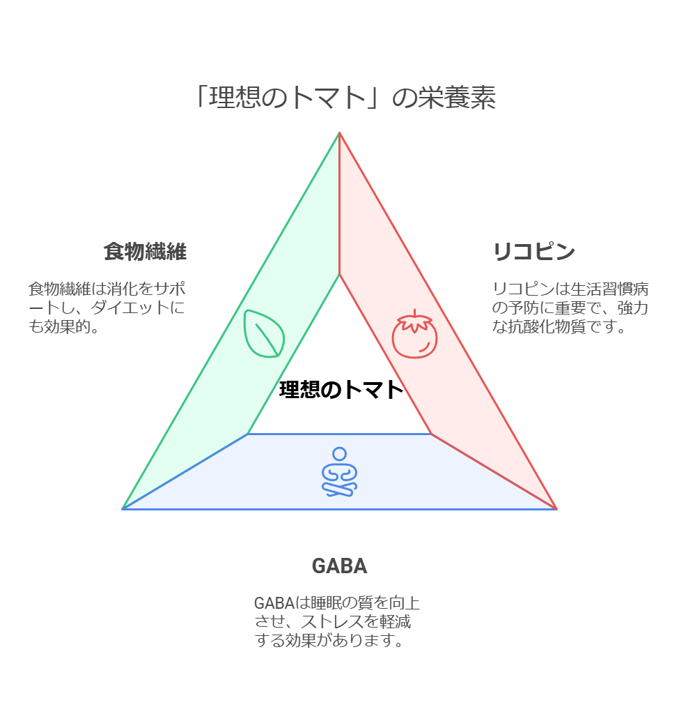 「理想のトマト」の3つの栄養素を示した図